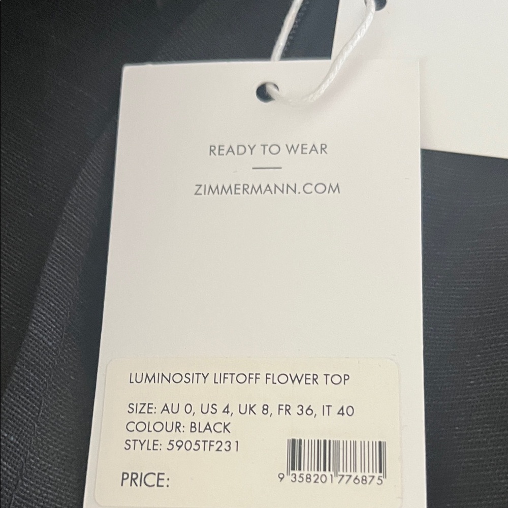 Zimmermann Black Floral Embellished Blouse new with tag. - Picture 5 of 6